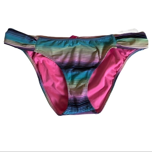 Victoria’s Secret high cut bikini bottom multi stripe size Medium. - Picture 1 of 4
